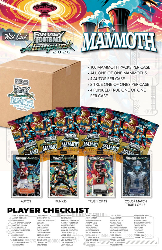 2026 WILD CARD FANTASY FOOTBALL ATOM PUNK MAMMOTH (20 PACKS)