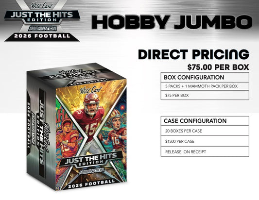 2026 WILD CARD JUST THE HITS JUMBO CASE (20 BOX CASE) - MAMMOTH PER BOX!